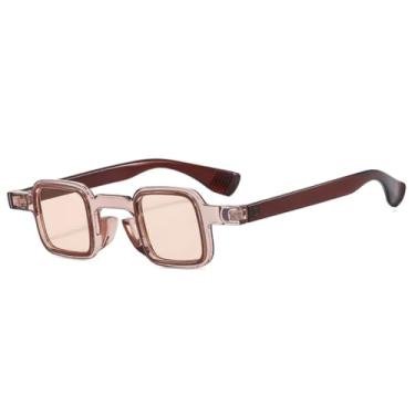 Imagem de Óculos de Sol Pequenos e Modernos Femininos com Lentes Transparentes Degradê e Proteção UV400, Estilo Retrô Masculino, Duas Cores (Champagne)