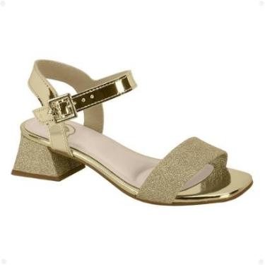 Imagem de Sandália Infantil Molekinha Salto Quadrado Fivela Dourada Glitter-Feminino