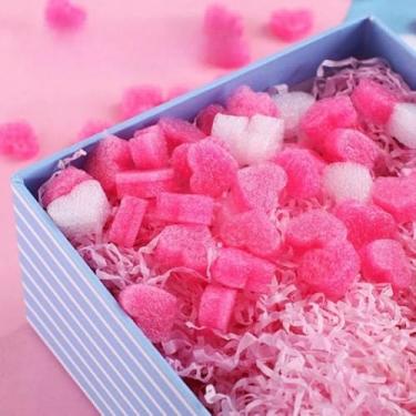 Imagem de 50 bolas de espuma de amor, enchimento de caixa de presente, material de embalagem de presente, rosa e branco, adequado para ocasiões românticas, aniversários, dia dos namorados
