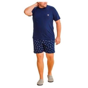 Imagem de Pijama Masculino Danka Plus Size Curto Azul Marinho - 011020-Masculino