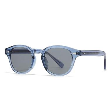 Imagem de Óculos de Sol Punk com Armação Pequena e Rebites Redondos, Proteção UV400, Unissex, para Esportes ao Ar Livre, Corrida e Ciclismo, Azul e Cinza