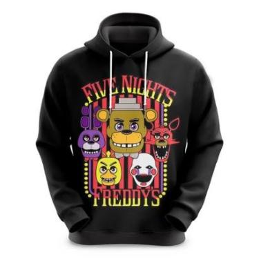 Imagem de Blusa Moletom Sublimação Blusão Full Print com Capuz Jogos Filmes Fnaf Novidade-Unissex