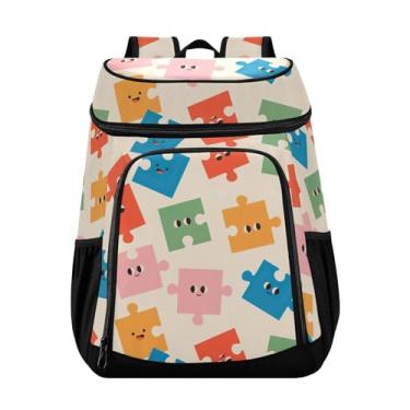 Imagem de Mochila térmica com quebra-cabeça abstrato, 36 latas à prova d'água, para piquenique, praia