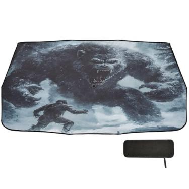 Imagem de Guarda-sol para para-brisa de carro gigante contra lobo cobertura completa para carro 147.3 cmx75.4 cm sombra de janela para carro
