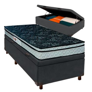 Imagem de Conjunto Cama Box Bau Blindado Solteiro + Colchão D28 Conforto Paropas