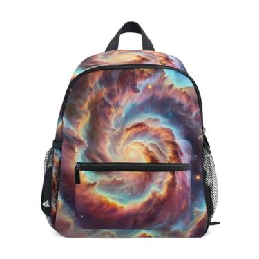 Imagem de Spiral Nebula Rainbow Galaxy Toddler Mini Backpack with Whistle, 2 Bottle Pockets, Lightweight, Travel Backpack for Kids 10x4x12 In, for Ages 3-8