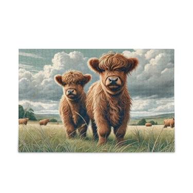 Imagem de Quebra-cabeças de madeira e papel de vaca Highland com bolsa de armazenamento de 500 peças para adultos