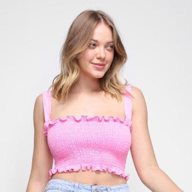 Imagem de Blusa My Favorite Thing s Cropped Lastex Alças Feminina, Rosa, M