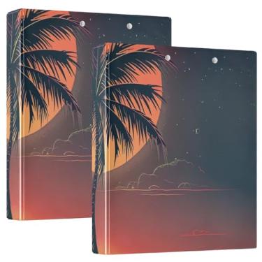 Imagem de Pasta de palmeira tropical antiarranhões, fichário de receitas espaçoso de 3 cm com bolso transparente, ideal para escritório, escola, casa