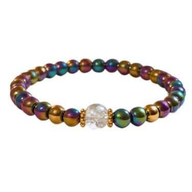 Imagem de Pulseiras elásticas com contas para mulheres, pulseira de hematita arco-íris para resiliência mental, joia presente para estabilizar emoções, One Size, Pedra, Sem Pedra Preciosa