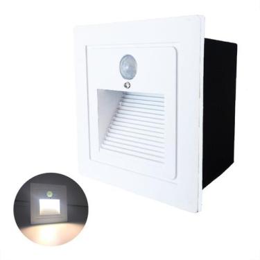 Imagem de 9 Balizador Parede Led Sensor Presença Embutir Branco Lup73 - Acende a