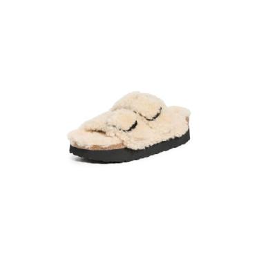 Imagem de Birkenstock Sandália feminina Arizona Big Buckle Teddy da Papillio, Casca de ovo, 38