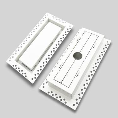 Imagem de DDPow Tampa de ventilação de parede embutida 10 x 25 cm para ventilação de drywall, grade de registro de ar montada na parede de metal, fácil instalação, pintável, (branco, 1 peça, com amortecedor