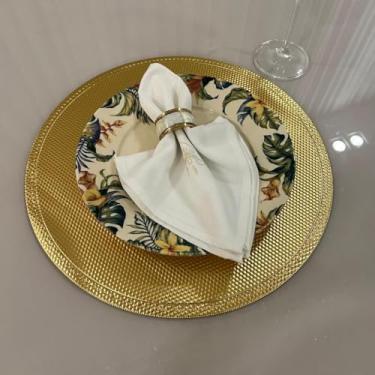Imagem de Jogo Americano Mesa Posta Impermeável Redondo ou Retangular para Jantar e Eventos – Kit 4 ou 6 Lugares Decorativo Luxo (49. Dourado Redondo,6 unidades)