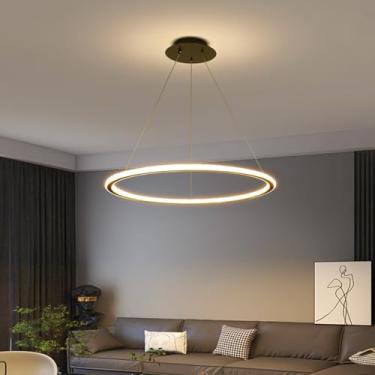 Imagem de Luminária pendente LED moderna para mesa de jantar, com intensidade regulável e controle remoto. Luminária pendente LED moderna e redonda para sala de estar, sala de jantar, escritório e coz