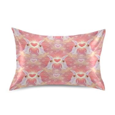 Imagem de ATTX Fronha de cetim Valentine Angel com fecho de envelope, macia e refrescante para cabelo e pele, tamanho padrão 20 x 26 polegadas (98)