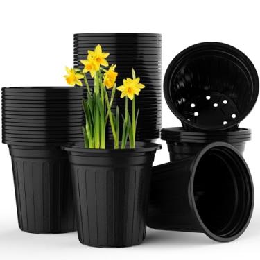 Imagem de 200 peças de vasos de 2 galões para berçário, vaso inicial de sementes, vasos de plástico para mudas de flores com orifícios de drenagem, recipiente flexível para plantas de jardim interno e externo