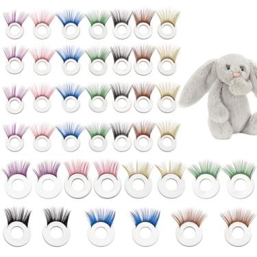 Imagem de PH PandaHall 42 peças de cílios para bonecas, cílios de segurança para fazer bonecas, 2 tamanhos de cílios de crochê de plástico redondos artesanais para amigurumi fantoche ursinho de pelúcia animais