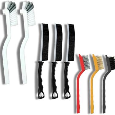 Imagem de 8 escovas de limpeza de fendas de cerdas duras multifuncionais para banheiro, casa, cozinha, azulejos, janela, ferramenta de limpeza de fendas (2 escovas de lagosta, 3 escovas de fenda, 3 escovas de