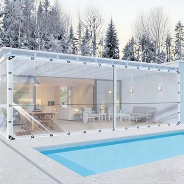 Imagem de 2 panos de óleo transparentes resistentes a rasgos de 3 metros, 1 pano impermeável de polietileno à prova de vento, revestimento transparente resistente, usado para cobrir galinheiros, estufas