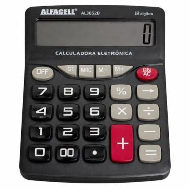 Imagem de Calculadora Eletrônica De Mesa Escritório 12 Dígitos Alfacell -, Preta