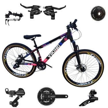 Imagem de Bicicleta 26 VikingX T25 24v Shimanos Cubo e Catraca K7 Pneu Aro 26 Balão Faixa Amarela-Unissex