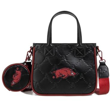 Imagem de NCAA Team Bolsa feminina oficialmente licenciada com bolsa removível para moedas - Bolsa transversal NCAA Collegiate Gameday, Afu-preto, Small