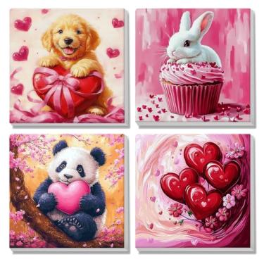 Imagem de MISCER Pacote com 4 tintas por números para adultos iniciantes, kits de pintura por números para crianças, pintura a óleo acrílica de animais DIY adequada para decoração de casa (20 x 20 cm)