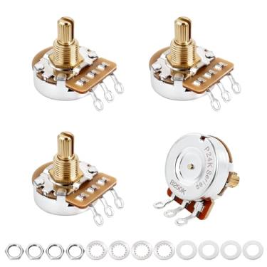 Imagem de Banworks Brass B250K Imperial 9,5 mm Rosca Potenciômetro de guitarra tamanho completo 24 estrias eixo curto dividido (comprimento 15,5 mm) Potenciômetro linear afunilado para Gibson Les Paul LP/SG
