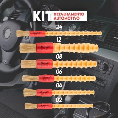 Imagem de Kit Pincel N 2 4 6 8 12 24 Lavação Detalhamento Automotivos Motos Limp