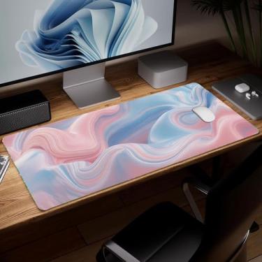 Imagem de Tapete de mesa minimalista de couro, mouse pad de arte colorida grande teclado de computador mousepad para jogos à prova d'água protetor e capa de mesa, tapete de mouse decorativo de couro PU para