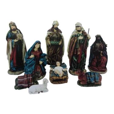 Imagem de Presépio Natalino Enfeite Decorativo 25cm 9 Peças Poliresina - Wincy