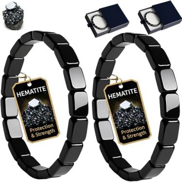 Imagem de Pulseira masculina de hematita original, One Size, Pedra de hematita, Sem Pedra Preciosa