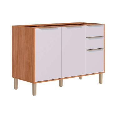 Imagem de Balcão Cozinha Áurea c/ 3 Portas e 2 Gavetas s/Tampo 120cm Cinamomo/Off White - MGM