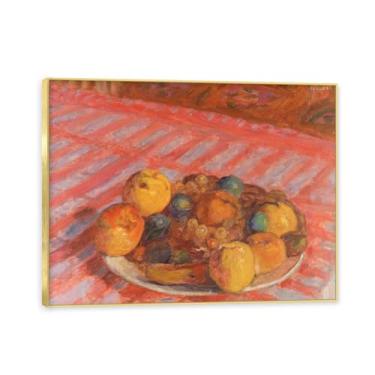 Imagem de NHLDZYH Moldura dourada. Vintage Fruta Ainda Vida Tela Retro Frutas Motivo Estilo Country Decoração de Parede para Cozinha e Sala de Jantar. B04. 80 x 105 cm