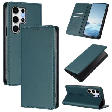 Imagem de Capa carteira fina para Samsung Galaxy S26 Ultra com capa flip magnética, compartimentos para cartões e suporte, bloqueio RFID, compatível com carregamento sem fio, capa protetora à prova de choque