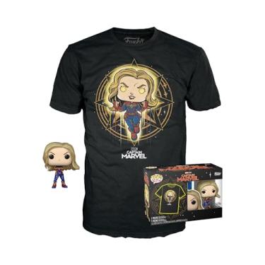 Imagem de Funko Pop! & Tee: Marvel - Capitã Marvel - Extra Grande - (GG) - Camiseta - Roupas com Boneco de Vinil Colecionável - Ideia de Presente - Brinquedos e Camiseta de Manga Curta para Adultos Unissex