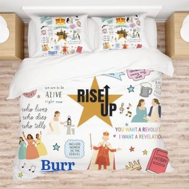 Imagem de Allenjoy Conjunto de edredom com estrela dourada musical com 2 fronhas para homens, mulheres e adolescentes, para decoração de quarto, quarto de bebê, lavável na máquina, durável, tamanho casal