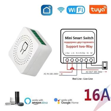 Imagem de Módulo De Interruptor Inteligente Tuya WiFi 16A Controle De 2 Vias Min
