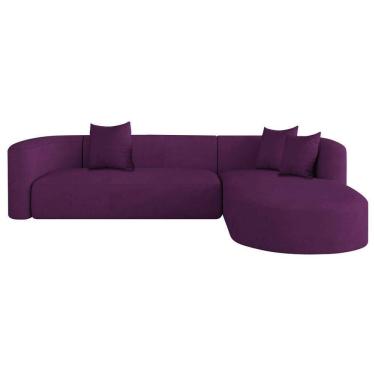 Imagem de Sofá Modular Celinne Luxuoso Sala De Estar Decoração Luxo 265cm Suede Cor Roxo
