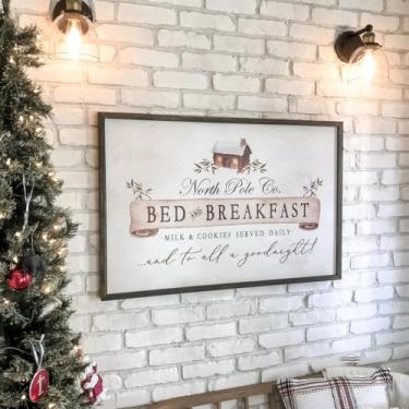 Imagem de to All A Goodnight Bed and Breakfast cartaz de arte de parede impressão em tela de Natal pintura pintura arte decoração de casa para casa de fazenda Natal sem moldura