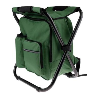 Imagem de BANQUETA BANCO DOBRAVEL MOCHILA CADEIRA 2 EM 1 BOLSA TERMICA PESCA CAMPING PASSEIO VERDE
