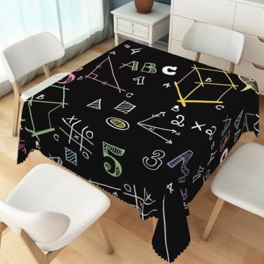 Imagem de TTQYFNM Toalha de mesa para sala de aula de matemática, equações matemáticas, geometria, eixo, arte, quadro-negro, à prova d'água, para cozinha, sala de estudo, apartamento, decoração de casa