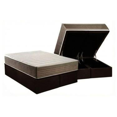 Imagem de Cama Box Baú NOVO + Colchão D33 Kappesberg Anatômico Carmine + Base CRC Corano Brown