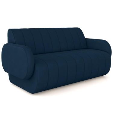Imagem de Sofá 2 Lugares Sala Living Orgânico 148cm Fávara K01 Veludo Azul Marinho - Lyam Decor