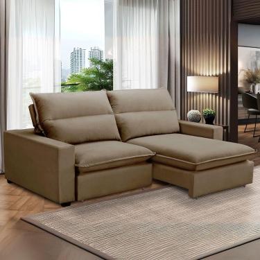 Imagem de Sofa Retratil Reclinavel 2 Lugares 2m Andreza Veludo Lansof Capuccino