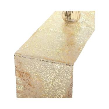 Imagem de Caminho De Mesa Com Glitter Dourado Metálico Retangular Para Decoração