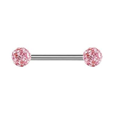 Imagem de Piercing De Língua Em Aço Inoxidável Rosa 14G Para Mulheres - Joia Bar
