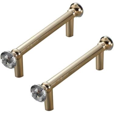 Imagem de JGHITROME Puxadores de gaveta de cristal de strass, puxador de porta estilo europeu 2 puxadores de porta de cristal de diamante moderno puxador de armário de cozinha guarda-roupa de cozinha, maçaneta