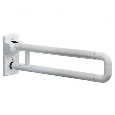 Imagem de Suporte de assento de banheiro para deficientes de segurança, barra dobrável para vaso sanitário, barra de vaso sanitário, suporte de mão para pessoas com deficiência e idosos, branco, 60 cm